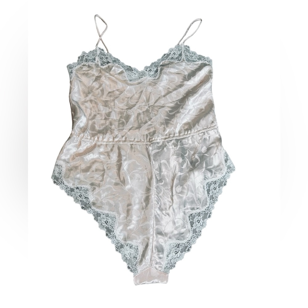Vintage Laura Adams Lingerie Pink Satin Lace Teddy Coquette Feminine
